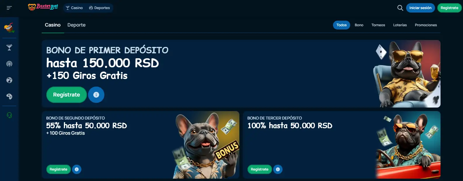 Promociones de casino disponibles en Baxterbet en español