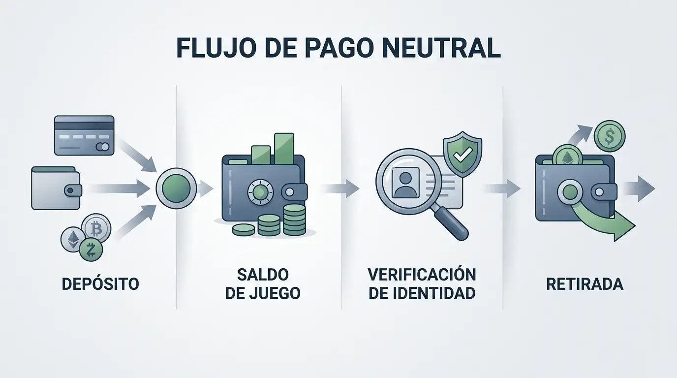 Recorrido de pago desde el depósito y la verificación hasta la retirada