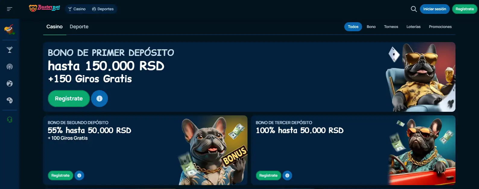 Promociones de casino disponibles en Baxterbet en español